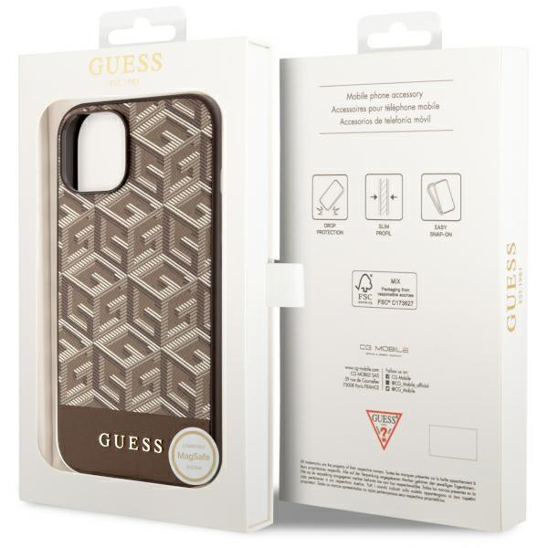 Case Guess GUHMP14MHGCFSEW iPhone 14 Plus 6.7" brown/brown hard case GCube Stripes MagSafe Case