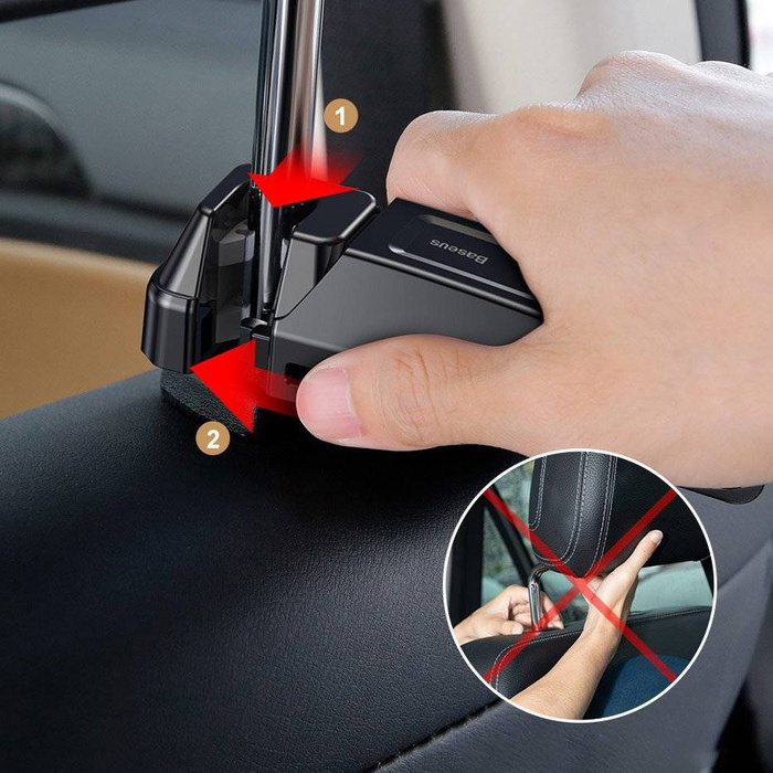 Baseus backseat vehicle phone holder hook Auto Rücksitz Kopfstütze Tablet Smartphone Halterung 4.0''-6.5'' schwarz (SUHZ-A01)