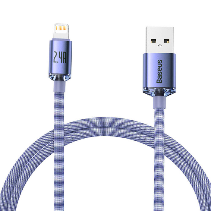 Baseus crystal shine series fast charging data cable USB Type A to Lightning 2.4A 1.2m purple (CAJY000005)