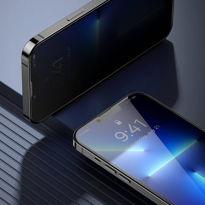 Baseus 2x Panzerglas für iPhone 12 Pro / iPhone 12 mit Lautsprecherabdeckung + Positionierer (SGBL060702) (case friendly)