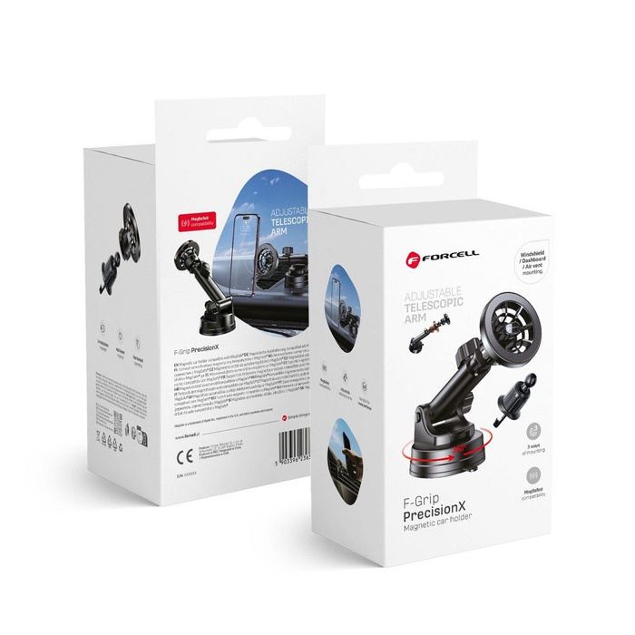 FORCELL F-Grip PrecisionX uchwyt samochodowy do szyby/deski/kratki kompatybilny z MagSafe czarny