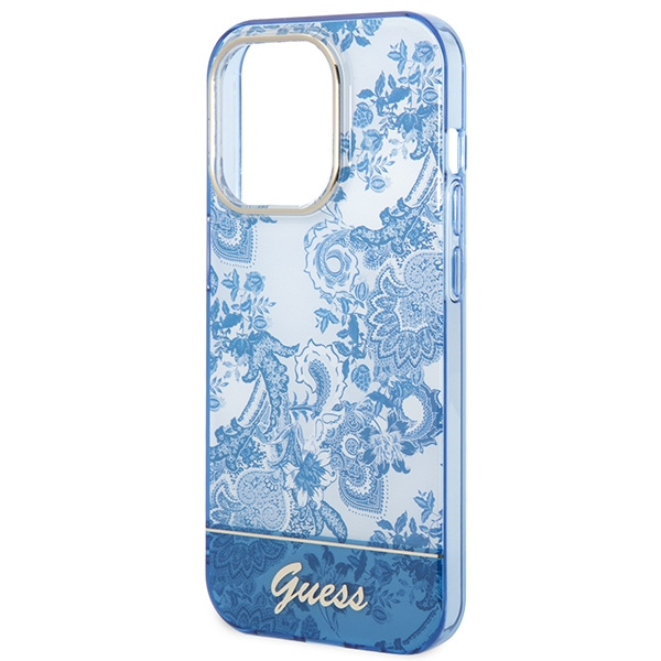 Hülle Guess iPhone 14 Pro Max 6.7" blau/blau hartcase Porzellan Kollektion