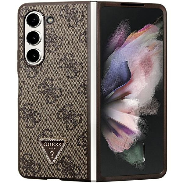 Hülle Guess GUHCZFD5P4TDPW F946 Galaxy Z Fold 5 braun/braun hartcase Leder 4G Triangle Strass Case