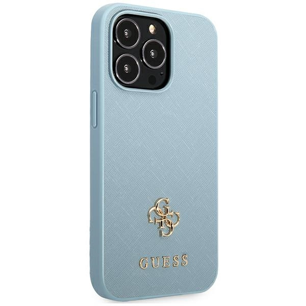 Case GUESS Apple iPhone 13 Pro Max Saffiano 4G Small Metal Logo Blue Hardcase