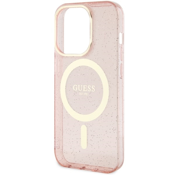Case Guess GUHMP14XHCMCGP iPhone 14 Pro Max 6.7" pink/pink hardcase Glitter Gold MagSafe Case
