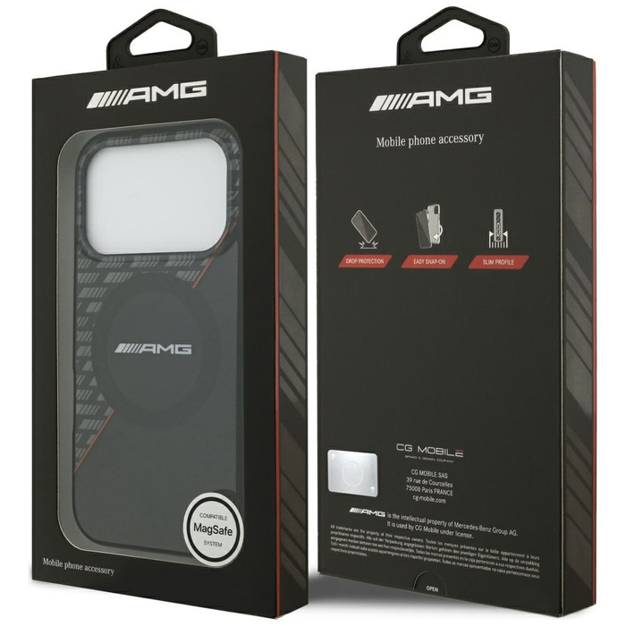 Etui AMG Double Layer Transparent Rhombs MagSafe do iPhone 17 Pro czarny/czerwony