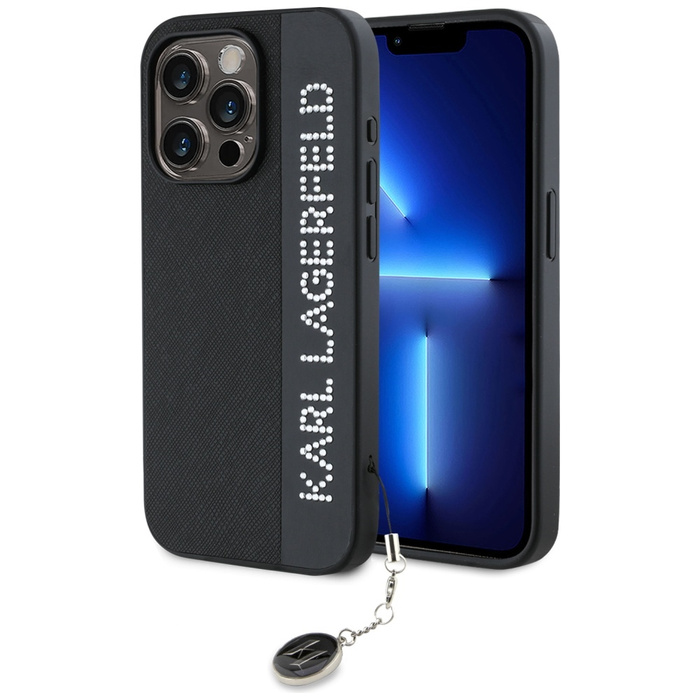 Etui Karl Lagerfeld KLHCP15LPSAKDGCK iPhone 15 Pro 6.1" czarny/black hardcase Saffiano Rhinestones & Charm
