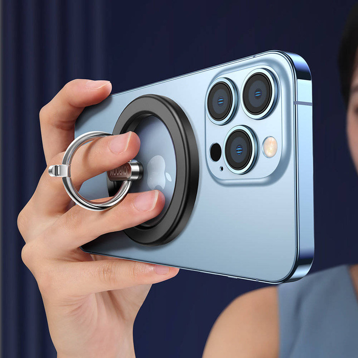 Joyroom kit multifunkční magnetický držák do auta s kroužkovým držákem telefonu černý (JR-ZS294)