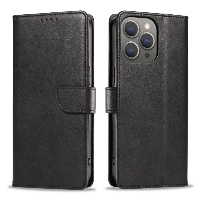 Leather Book Case for iPhone 16 - black