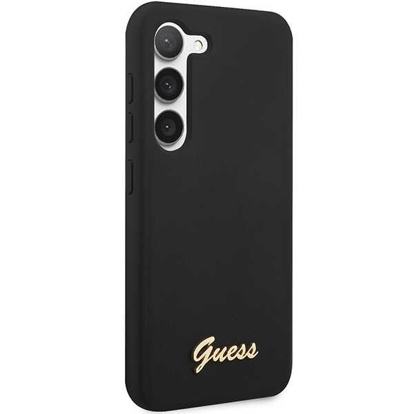 Hülle Guess GUHCS23SSLSMK S23 S911 schwarz/schwarz hartcase Silikon Vintage Gold Logo Case