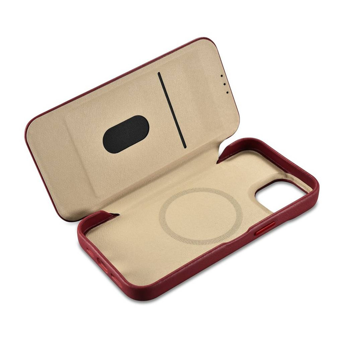iCarer CE Premium Custodia Folio in Pelle iPhone 14 Plus Flip Magnetic MagSafe Rosso (WMI14220715-RD)
