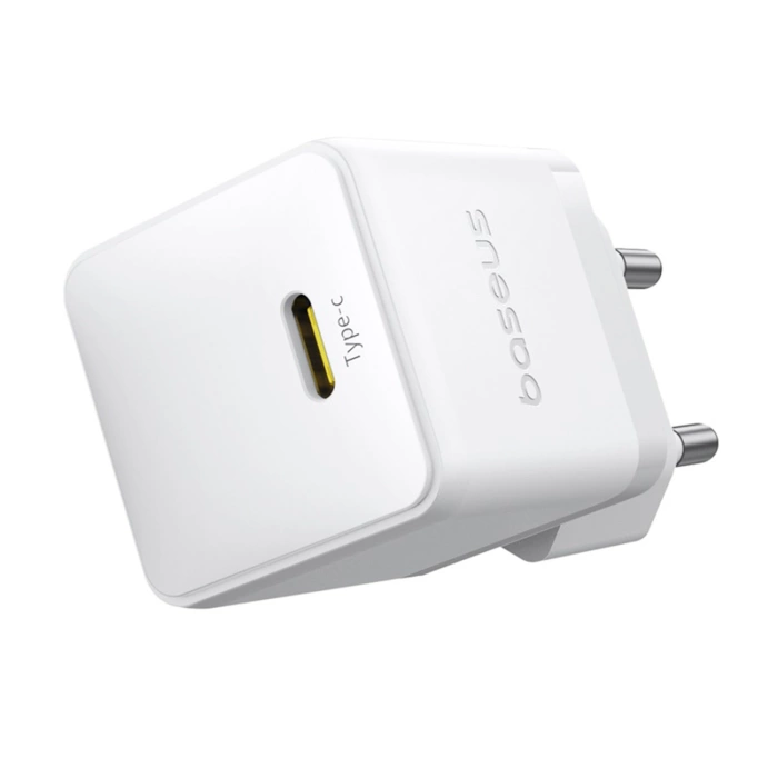 Baseus Palm 1C 20W Wandladegerät (mit Baseus Mini White USB-C 60W (20V/3A) 1m Kabel) - Weiß