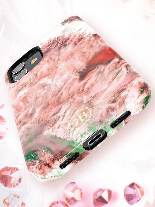 Kingxbar Agate Series case decorated printed Agate iPhone 12 mini red