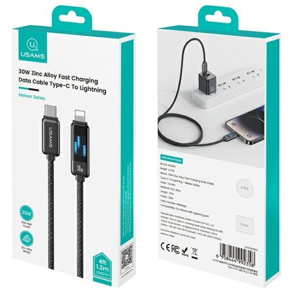 USAMS Kabel USB-C na Lightning 30W 1,2m   Zinc Alloy Fast Charging Data Cable Meteor Series SJ743USB01 (US-SJ743)