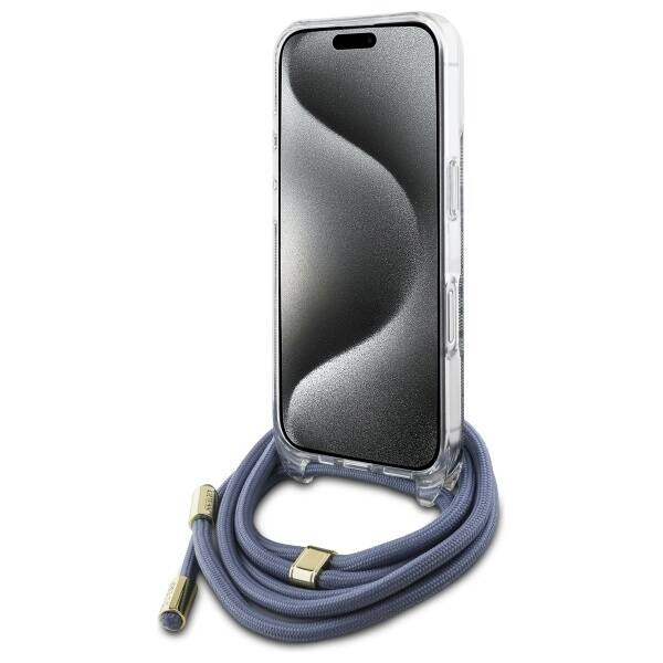 Etui Guess iPhone 16 Pro Max 6.9" niebieski/blue hardcase Crossbody Cord 4G Print