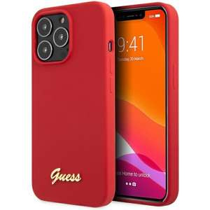 Guess GUHCP13XLSLMGRE iPhone 13 Pro Max 6.7" rouge/bordeaux case Silicone Vintage Gold Logo