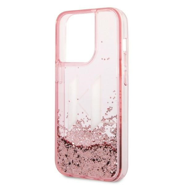 Karl Lagerfeld KLHCP14LLBKLCP iPhone 14 Pro 6.1" pink/pink hardcase Liquid Glitter Big KL