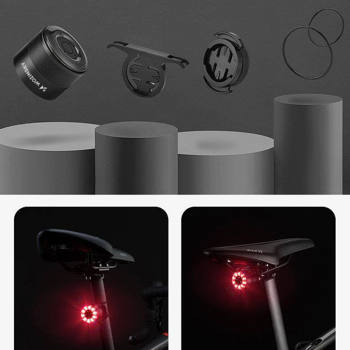Wozinsky Fahrradheck LED-Lampe Micro-USB-Lade rotes Licht 5 Arbeitsmodi schwarz (WRBLB2)