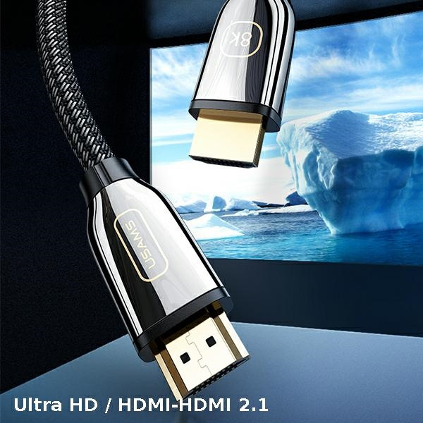 USAMS HDMI - HDMI 2.1 U67 2m 8K black/black Ultra HD cable SJ497HD01 (US-SJ497)