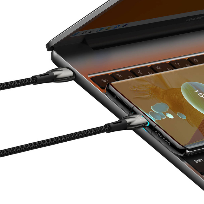 Câble Baseus Glimmer Series avec charge rapide USB-C 480Mb/s PD 100W 1m noir