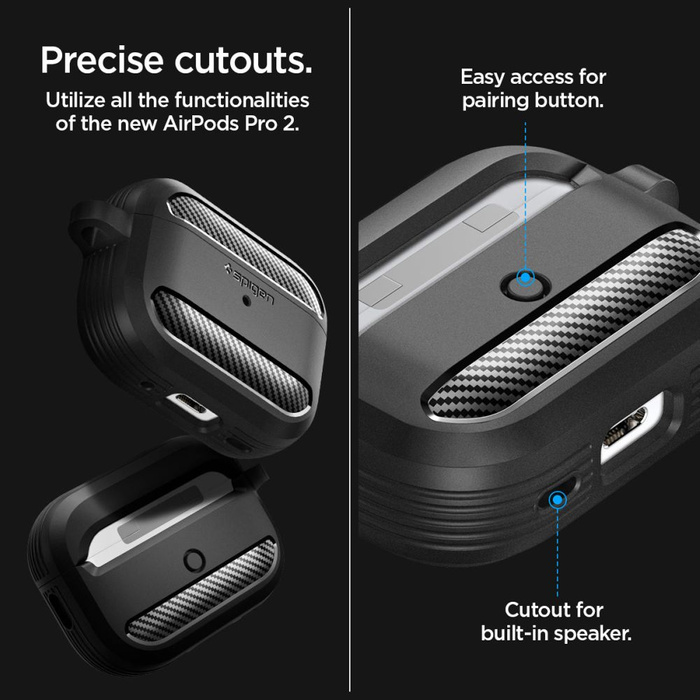 Case Spigen Rugged Armor Apple AIRPODS PRO 1 / 2 MATTE BLACK
