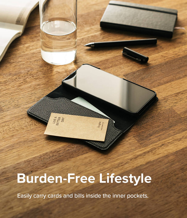 Ringke Folio Signature kůže pouzdro s flipovým krytem pro Samsung Galaxy S22+ (S22 Plus) černý (FSS118R262)