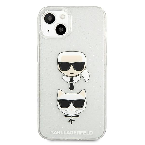 Cover KARL LAGERFELD Apple iPhone 13 Mini Glitter Karl's & Choupette Silver Hardcase