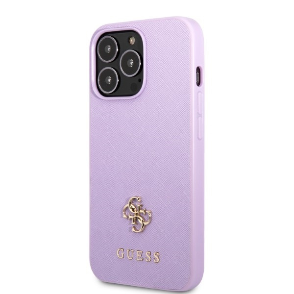 Funda Guess Guhcp13xps4mu iPhone 13 Pro Max 6.7" Púrpura/morado Durocase Saffiano 4g Logo Pequeño Metal Case