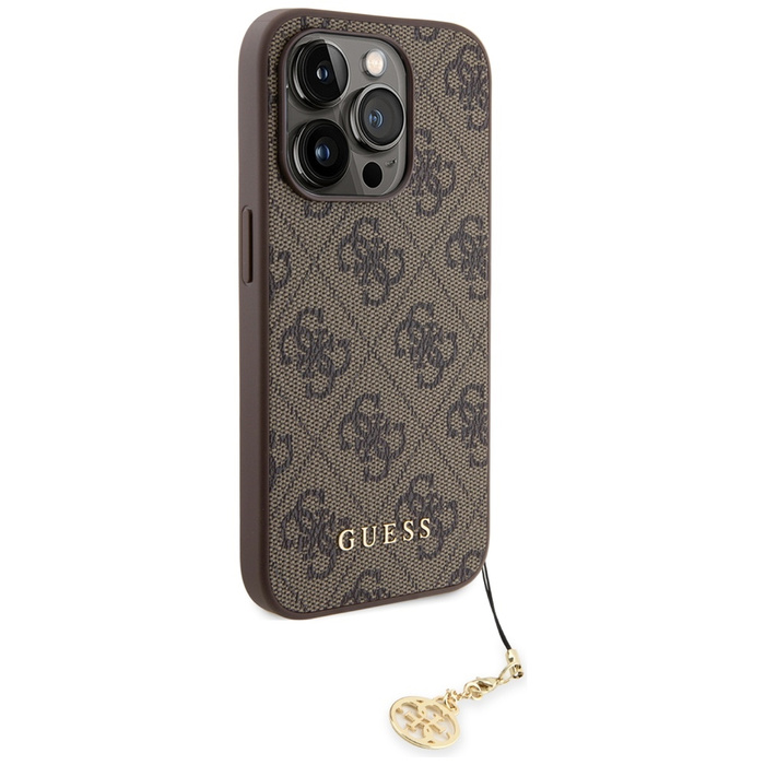 Guess GUHCP15LGF4GBR iPhone 15 Pro 6.1" marrone/marrone rigidocase 4G Charms Collection