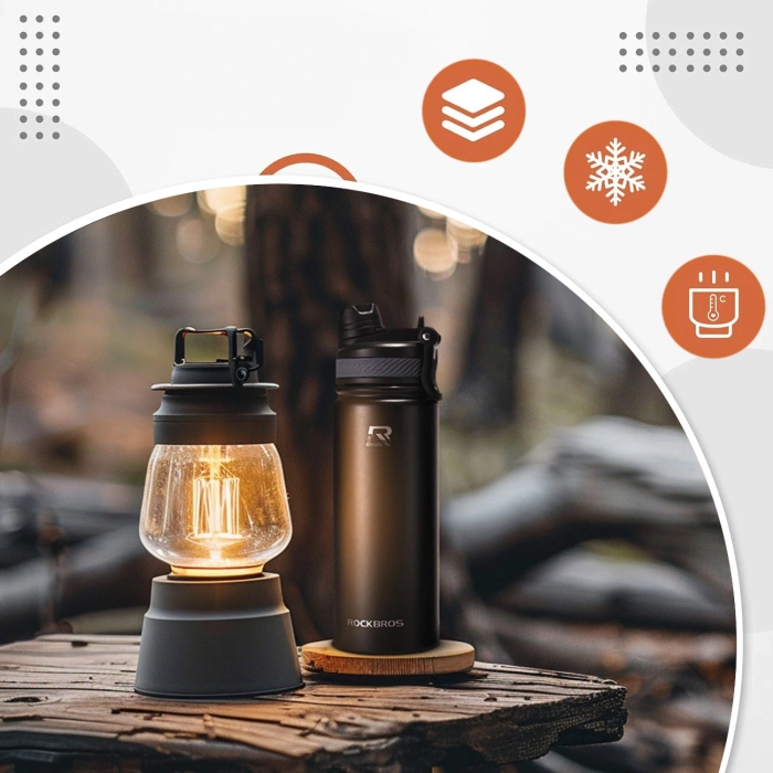 Rockbros 35210029001 bicycle thermal bottle for drinks 530 ml - black