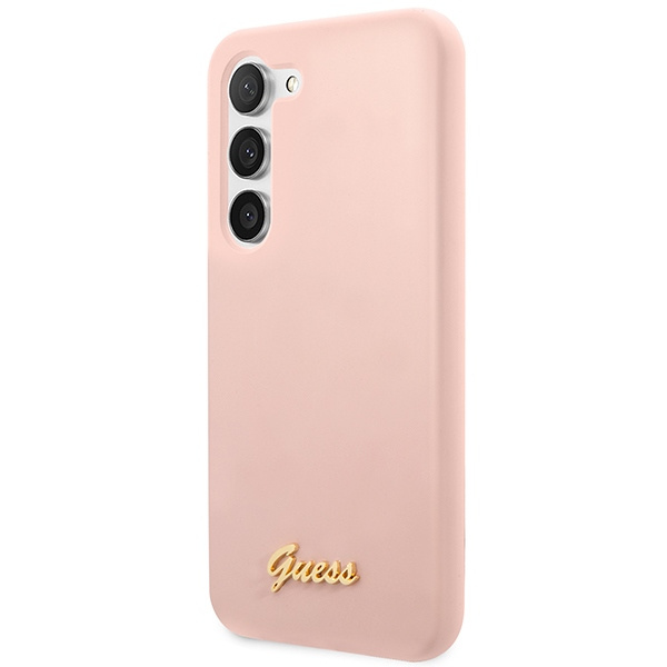 Hülle Guess GUHCS23SLSLMGPP S23 S911 rosa/rosa hartcase Silikon Schrift Metall Logo Case