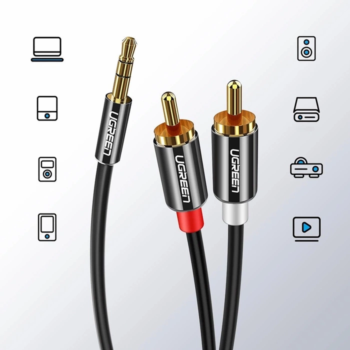 Cable de jack a 2RCA (Cinch) UGREEN AV116 3,5 mm 1 m (negro)