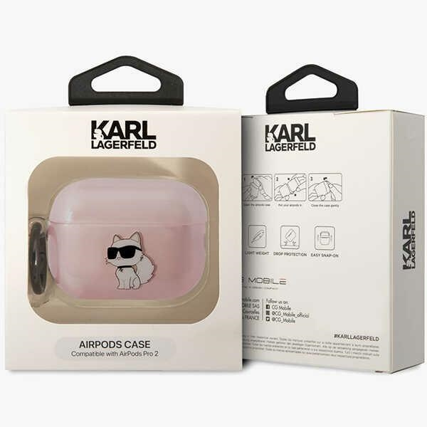 Cover Karl Lagerfeld KLAP2HNCHTCP Copertura Airpods Pro 2 rosa/rosa Iconic Choupette Case