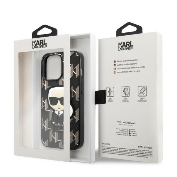 Obal Karl Lagerfeld Klhcp13lpmnikbk iPhone 13 Pro / 13 6,1" Hardcase Black/black Monogram Ikonik Patch Case