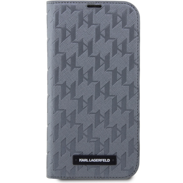 Case Karl Lagerfeld KLBKP14SSAKLHPG iPhone 14 6.1" bookcase silver/silver Saffiano Monogram Case