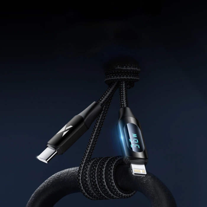 Cavo USB-C - Lightning Wozinsky WUCLC2 con display LED 36W 2m - Nero