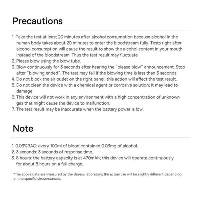 Baseus SafeJourney Pro Series Alkoholtester 470mAh grau