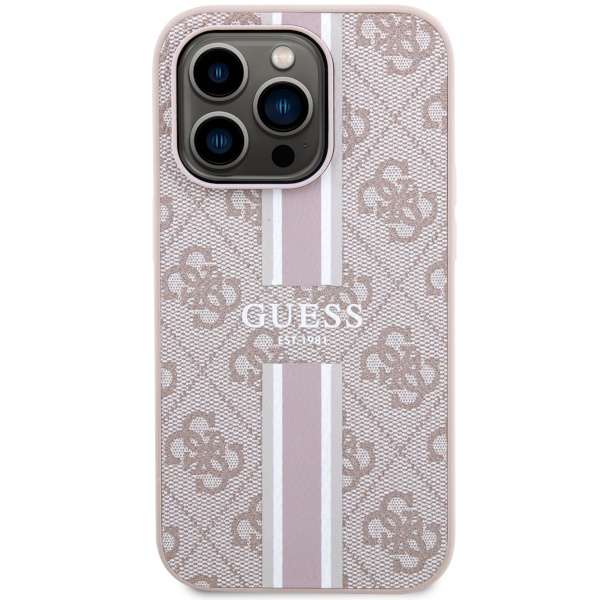Case Guess GUHMP14XP4RPSP iPhone 14 Pro Max 6.7" pink/pink hardcase 4G Printed Stripes MagSafe Case