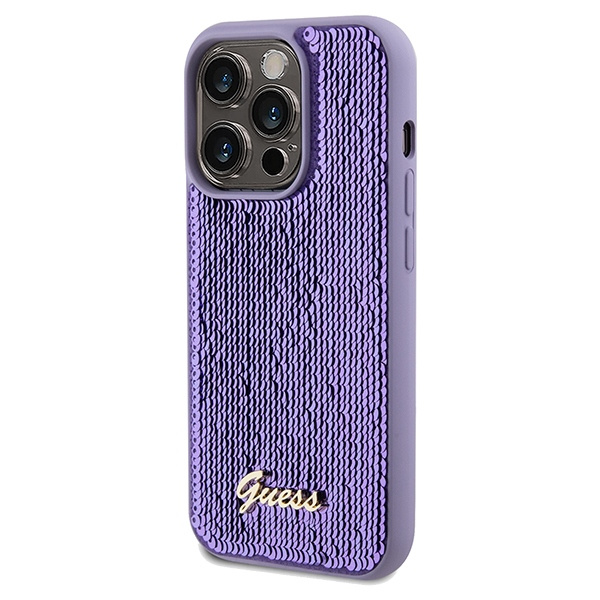 Etui Guess GUHCP14XPSFDGSU iPhone 14 Pro Max 6.7" fioletowy/purple hardcase Sequin Script Metal Case