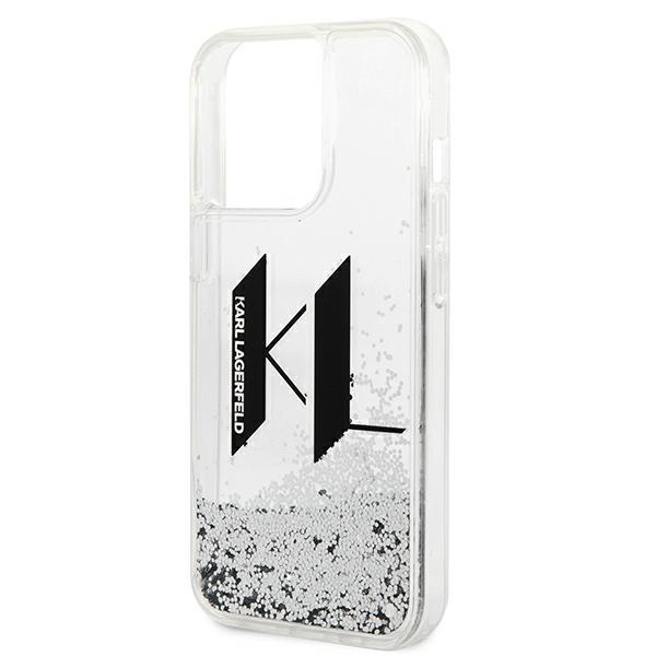 Hülle Karl Lagerfeld iPhone 14 Pro 6.1" silber/silber hartcase Liquid Glitter Big KL