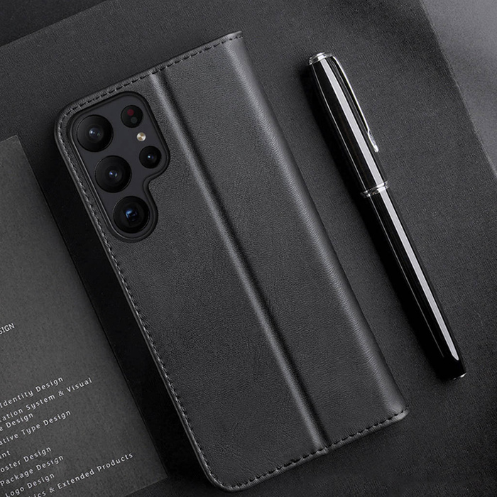 Dux Ducis Hivo obal Samsung Galaxy S23+ flip cover peněženka stojánek RFID zámek hnědý