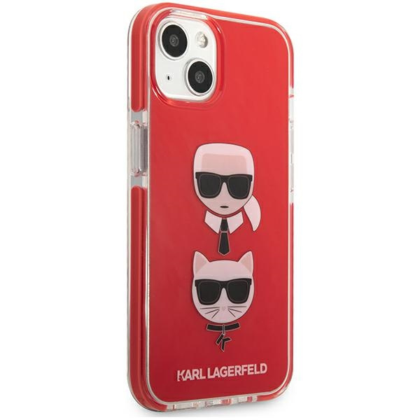 Hülle KARL LAGERFELD Apple iPhone 13 Mini Karl&Choupette Kopf Rot Hartcase