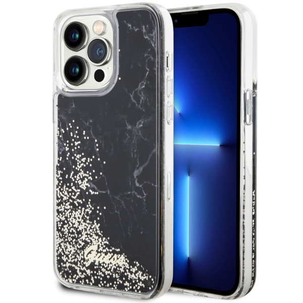 Coque Guess GUHCP14XLCSGSGK iPhone 14 Pro Max 6.7" noir/noircase Liquid Glitter Marbre Case