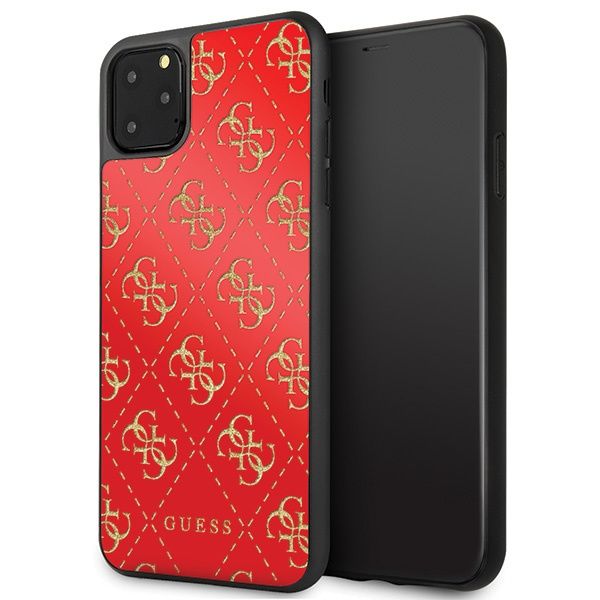 Coque Guess iPhone 11 Pro Max rouge étui rigide 4G Double Layer Glitter
