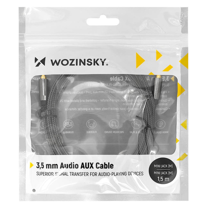 Câble mini jack universel Wozinsky 2x câble AUX 1,5 m noir