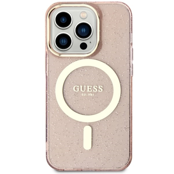 Hülle Guess GUHMP14LHCMCGP iPhone 14 Pro 6.1" rosa/rosa hartcase Glitter Gold MagSafe Case