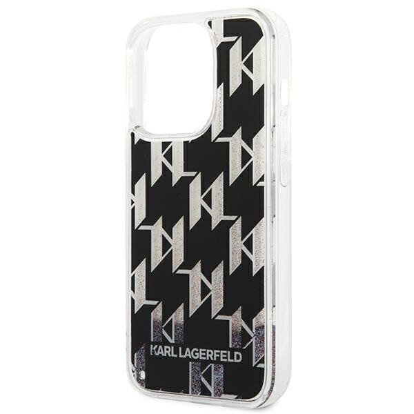 Case KARL LAGERFELD Apple iPhone 14 Pro Max Liquid Glitter Monogram Black Hardcase