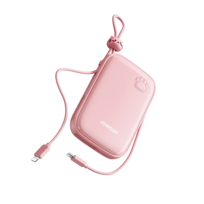 Powerbank Joyroom JR-L008 Plus Cutie Series 22.5W 20000mAh ze stojakiem + kabel USB-A - USB-C - różowy