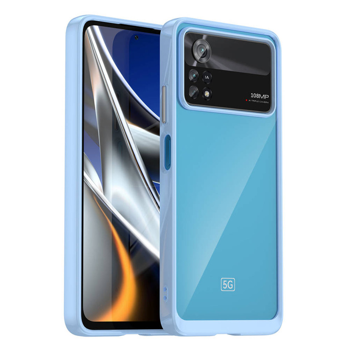 Coque Outer Space pour Xiaomi Poco X4 Pro 5G avec cadre flexible bleu