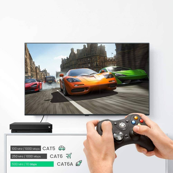 Ugreen Kabel Internet Netzwerkkabel Ethernet Patchkabel RJ45 Cat 6A UTP 1000Mbps 3m Schwarz (70653)